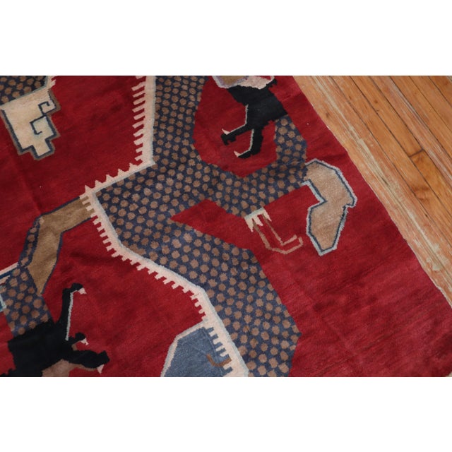 Textile Vintage Dragon Tibetan Red Rug - 4' x 7' For Sale - Image 7 of 11