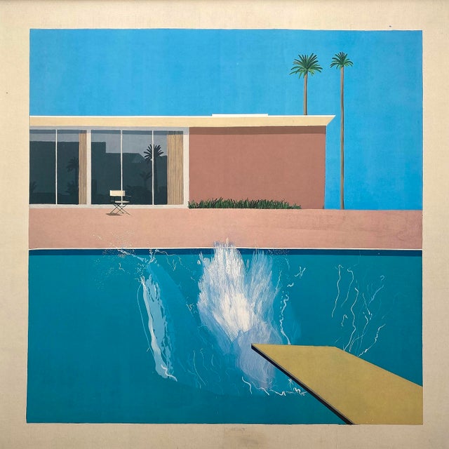 David Hockney Vintage 1988 Lithograph Print Framed Museum Exhibition Poster " a Bigger Splash " 1967 For Sale - Image 10 of 18