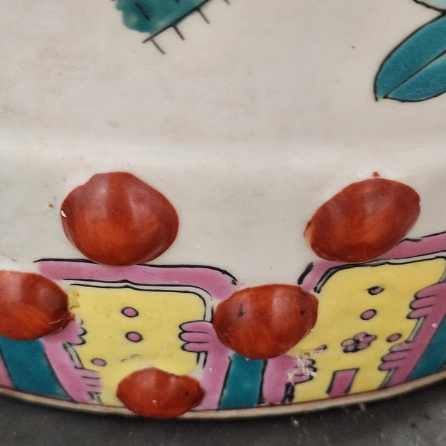 Ceramic Vintage Mid-20th Century Chinese Famille Rose Lotus Garden Stools - A Pair For Sale - Image 7 of 13