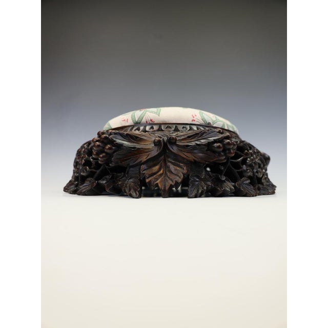 Victorian Stool in Bennison Banyan Linen, 1880 For Sale - Image 15 of 18