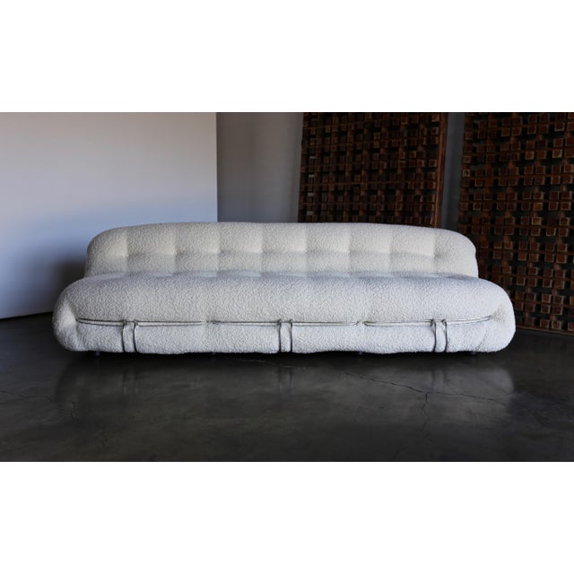 Afra & Tobia Scarpa Soriana sofa for Cassina, circa 1975. This piece has been expertly upholstered in alpaca bouclé.