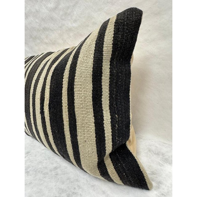 Contemporary Turkish Hemp Pillow Cushion Natural Beige Black Pillow Cushion Cover 16" x 24" For Sale - Image 3 of 4
