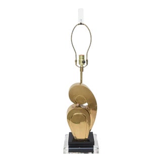 Vintage Brass, Black Lucite, Clear Lucite Modigliani Style Table or Desk Lamp, 1970's For Sale