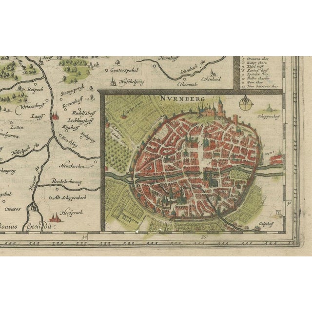 Antique Map of Nürnberg by Janssonius For Sale - Image 5 of 6