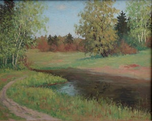 Spring Landscape Oil Painting, Ukrainian Impressionism, Signed 40-50