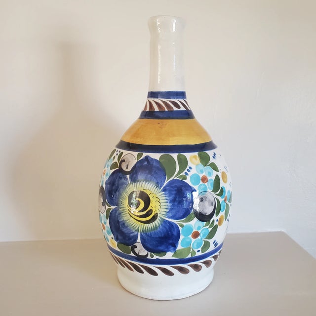 Vintage Hand Painted Mexican Vase For Sale - Image 4 of 4