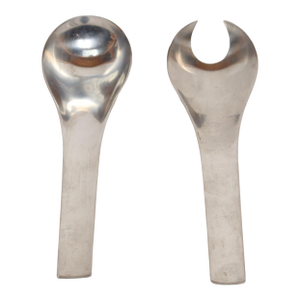 1960s Danish Modernist "Blue Shark" Salad Servers by Svend Siune for Georg Jensen - 2 pc