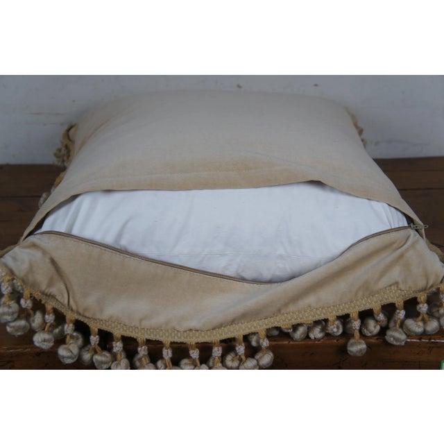 Mid 20th Century Mid 20th Century Down Filled Floral Crossed Roses Needlepoint Tassel Lumbar Throw Pillow For Sale - Image 5 of 10