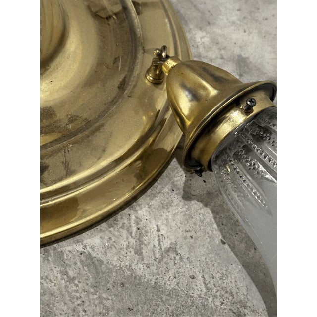 Victorian Vintage Victorian Style Solid Brass 3 Light Wired Flush Mount Ceiling Light Fixt For Sale - Image 3 of 8