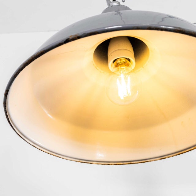 Paint Vintage Industrial Benjamin Enamelled Pendant Lamps, 1950s, Set of 2 For Sale - Image 7 of 12