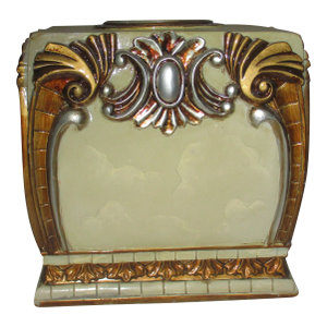 Vintage Hollywood Regency Ornate Pearlize Faux Marble With Bronze & Silver Accents Tissue Cover