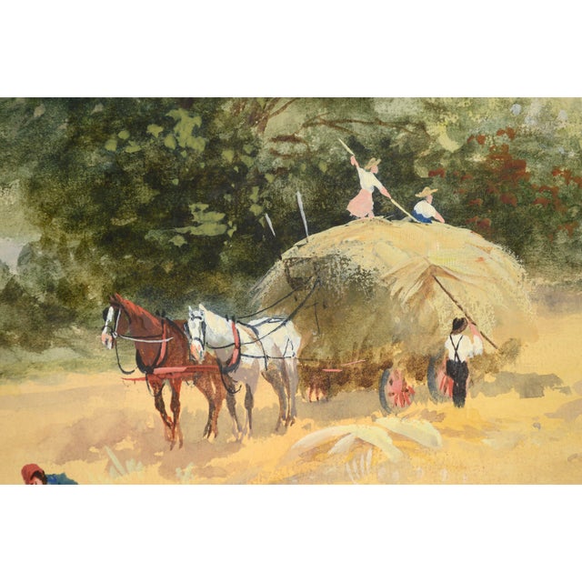 Impressionist Wheat Field Harvest, Early 20th Century Figurative Landscape For Sale - Image 3 of 7