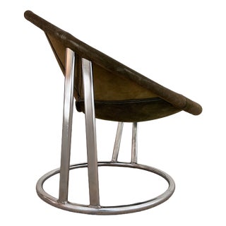 Model Sling Balloon Chair in Green Suede by Lusch & Co For Sale