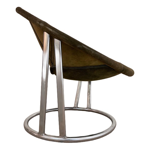 Model Sling Balloon Chair in Green Suede by Lusch & Co For Sale