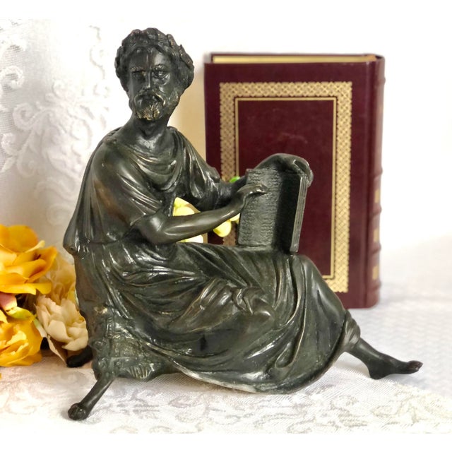 Bronze Vintage Bronze Statue Socrates Greek Philosopher For Sale - Image 8 of 8