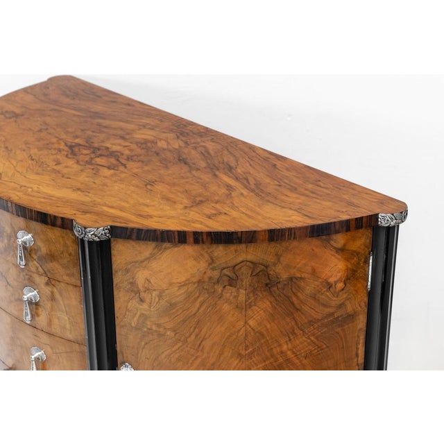 Fine Art Deco Demi Lune Cabinet with Silver-Plated Handles, Late 1920s For Sale - Image 12 of 18
