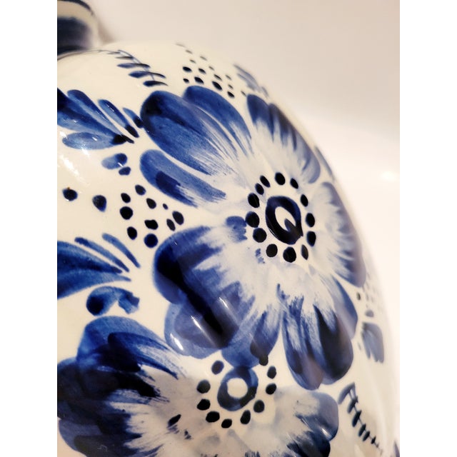 Antique Dutch Hand-Painted Delft Blue Lidded Vase, Holland, 1920s For Sale - Image 12 of 18