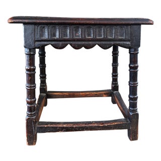 Antique 19th Century English Oak Joint Stool 19" H For Sale