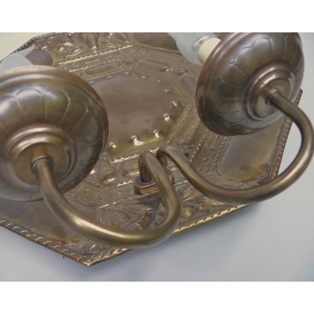 Vintage Art Nouveau Wall Lamp in Patinated Brass, 1890s For Sale - Image 12 of 17
