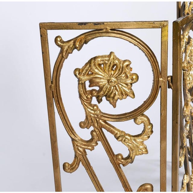 Metal Antique Louis XIV Revival French Brass Fire Screen For Sale - Image 7 of 10