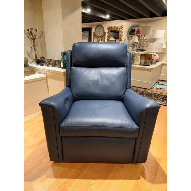 Hancock & Moore Navy Leather Power Recliner, 365 Pound Weight Capacity. Interior Seat Width 24.5" Interior Seat Depth...