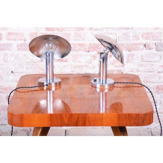 Designer: Miloslav Prokop This rare pair of table lamps is an excellent example of the functionalist Bauhaus aesthetic in...