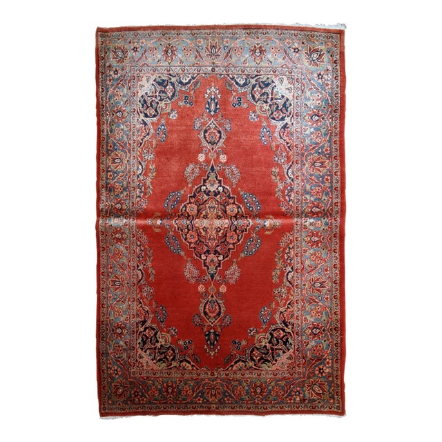 1910s, Handmade Antique Persian Sarouk Rug 3.4' X 5.3' For Sale