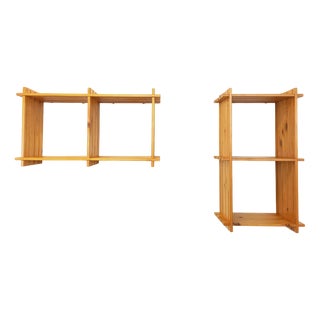 Vintage Pine Wall Shelves in the style of Maison Regain, 1980s, Set of 2 For Sale