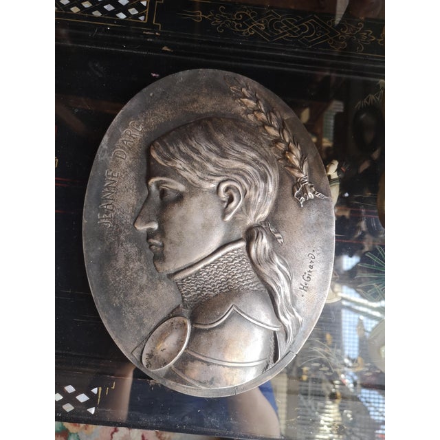 French bronze statue bas relief Jeanne D'Arc Bronze sculpture SIGNED Art Collectible Bronze home decor Bronze anniversary...