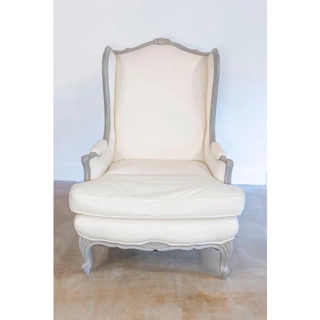 French Louis XV Style 19th Century Wingback Bergères with New Upholstery - a Pair For Sale - Image 4 of 9