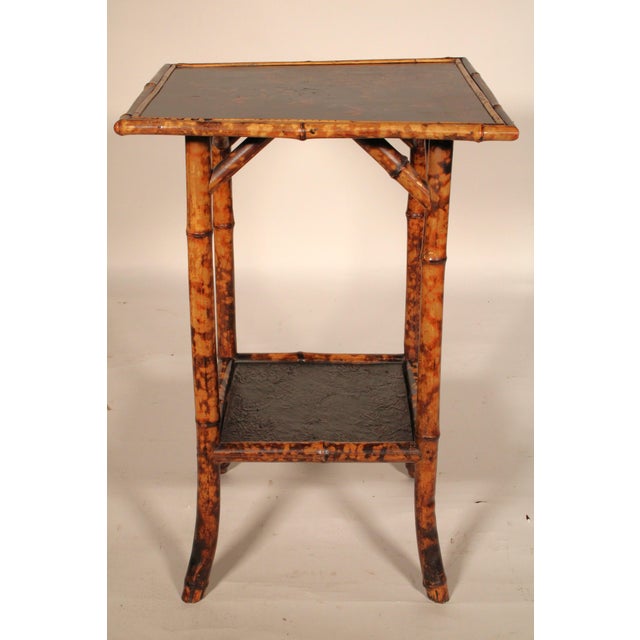 1910s Aesthetic Movement Bamboo and Lacquer Side Table For Sale - Image 5 of 10