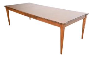 Thomasville French Regency Louis XVI Pecan Wood Extension Dining Table, Newly Refinished