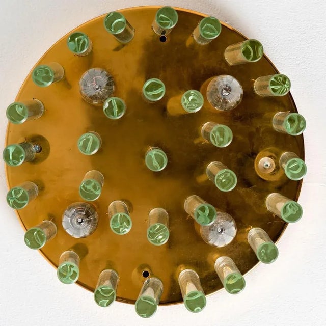 Metal Crystal Glass and Brass Flush Mount by Ernst Palme, 1970s For Sale - Image 7 of 12