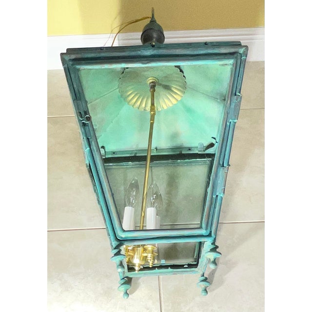 Antique Restored Street Light Converted to Hanging Lantern / Foyer Chandelier For Sale - Image 9 of 15