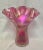 Raspberry Pink Loetz-Style Handblown Iridescent Cranberry Vase With Ruffled Rim For Sale - Image 8 of 8