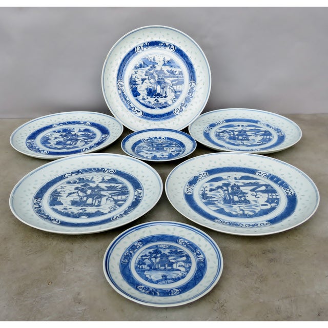 Chinese Rice Grain Plates 7 Pieces Chairish