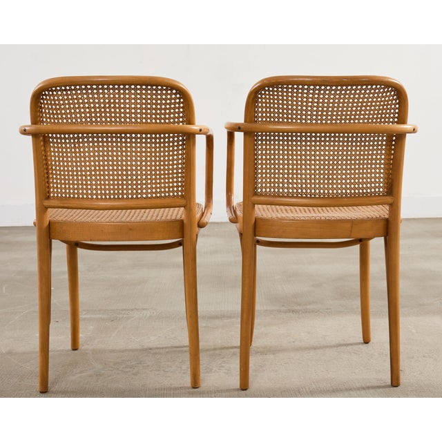 Tan Set of Four Thonet Prague Bentwood Armchairs by Josef Hoffman For Sale - Image 8 of 18