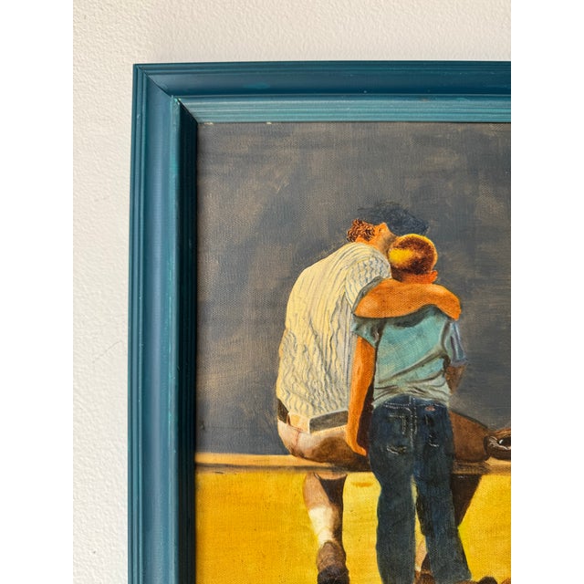 1990’s Vintage Shirley Hann "Father and Son" Impressionist Oil on Canvas Painting – Framed For Sale In Miami - Image 6 of 12