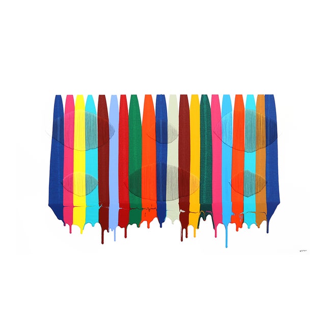 Fils I Colors DCXXVIII - Colorful Mixed Media Abstract Vibrant Artwork on Canvas For Sale