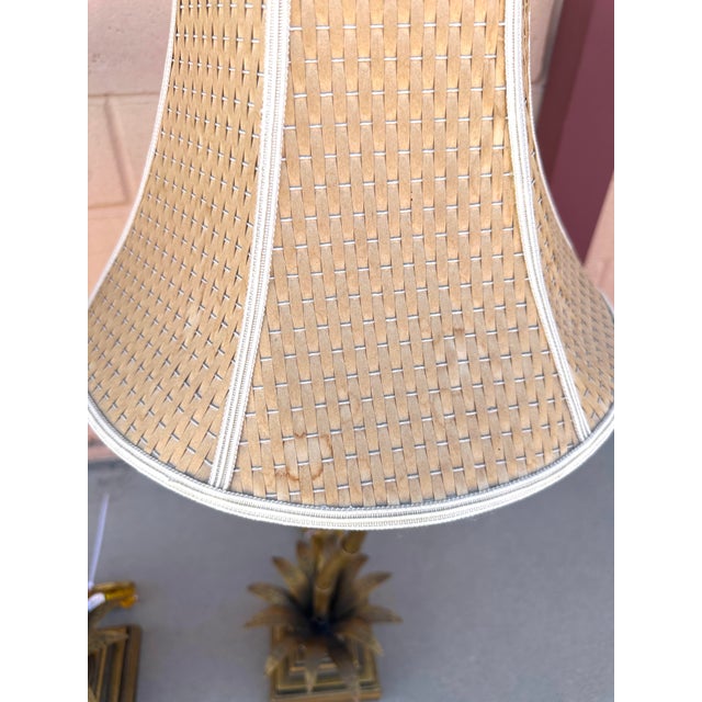 Gold Vintage Hollywood Palm Tree Gilded Gold Table Lamps - a Pair For Sale - Image 8 of 12