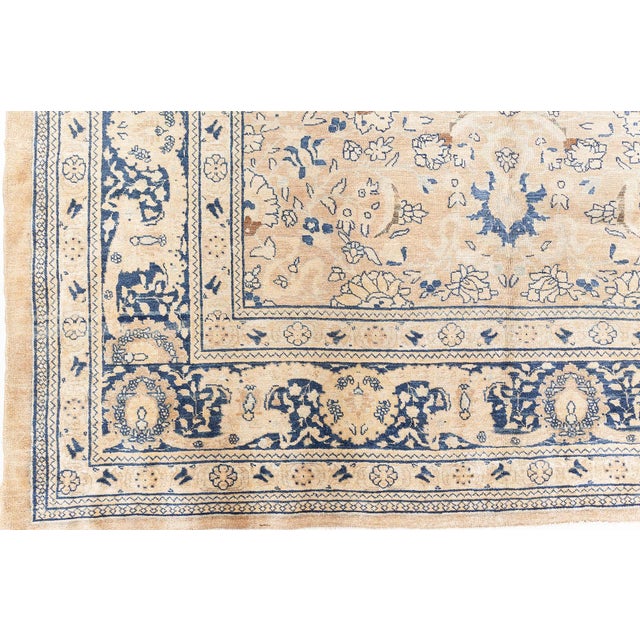 Persian Authentic 19th Century Persian Tabriz Handmade Wool Rug For Sale - Image 3 of 9