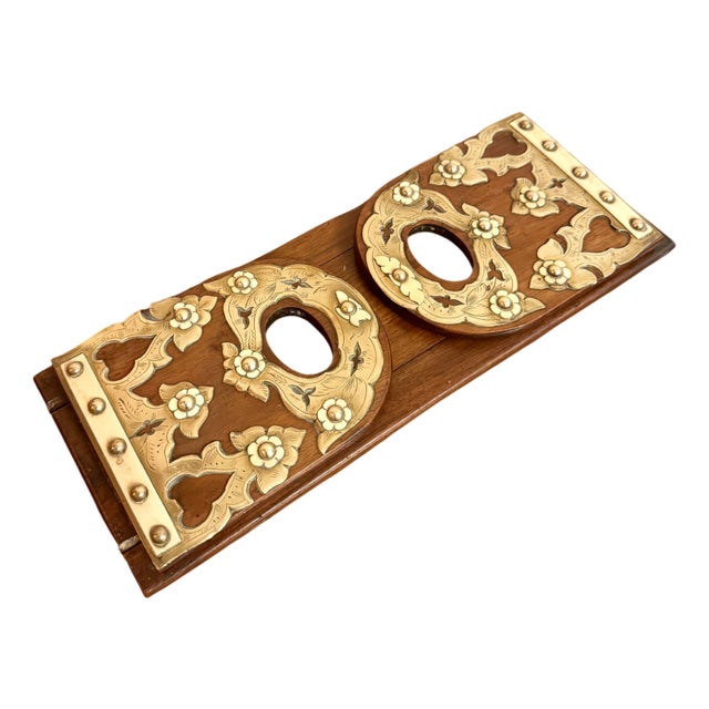 Antique Victorian Walnut and Brass-Mounted Sliding Bookends, 1860, Set of 2 For Sale