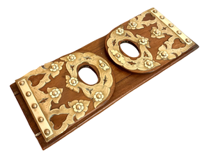Antique Victorian Walnut and Brass-Mounted Sliding Bookends, 1860, Set of 2