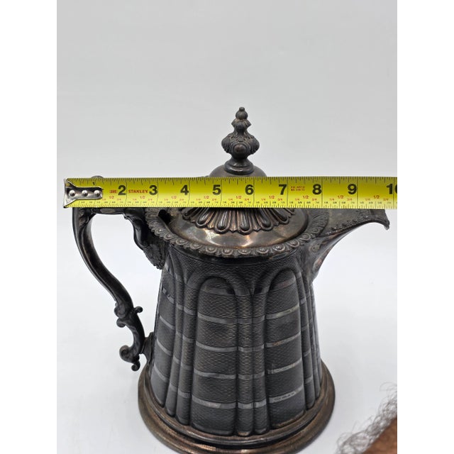 Antique 19th Century Meriden Water Pitcher Decanter Bold Ornate Silver Plate LRG Heavy For Sale In Houston - Image 6 of 6