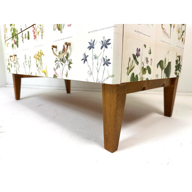 Mid-Century Modern 1950's Swedish Dresser With Nordens Flora Illustrations For Sale - Image 3 of 9