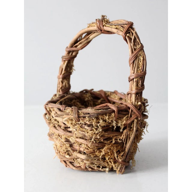 Late 20th Century Vintage Twig & Moss Basket For Sale - Image 5 of 11
