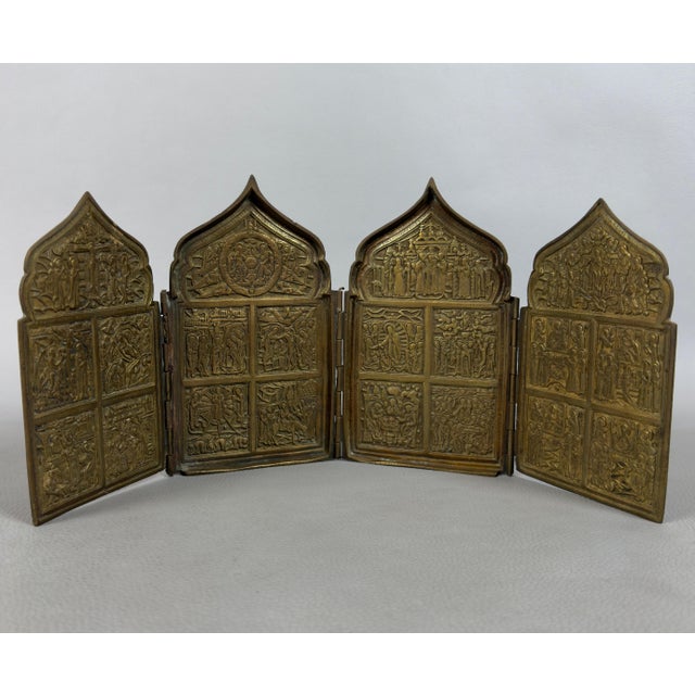 19th Century Brass Folding Travel Polyptych Exhibition in Brass, 1890s For Sale - Image 11 of 11