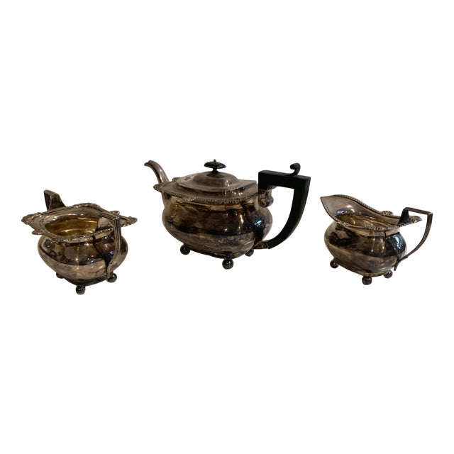 20th Century Silver-Plated Metal Tea Service, Set of 3 For Sale