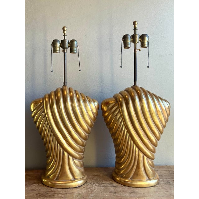 Vintage Boho Gilt Wood Swag Torso Lamps - A Pair For Sale In West Palm - Image 6 of 12