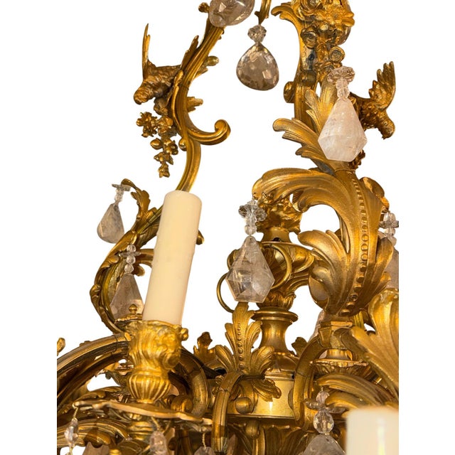 Metal 1880s Louis XVI 42-Light Dore Bronze & Rock Crystal Chandelier Signed b.r For Sale - Image 7 of 15